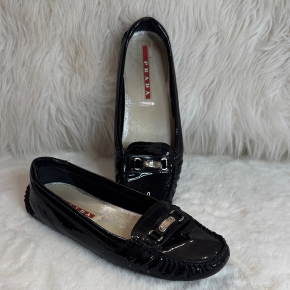 Prada Shoes - Prada Authentic Italian Patent Leather Driving Moccasins Women's 38